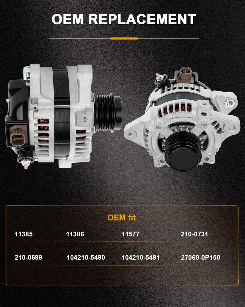 ROADFAR Alternator Fit For Toyota Corolla 2009 2010 2011 2012 2013 2009 2010 Matrix 1.8L 11385 11386 11577 27060-0P150 High Output Alternator - Image 5